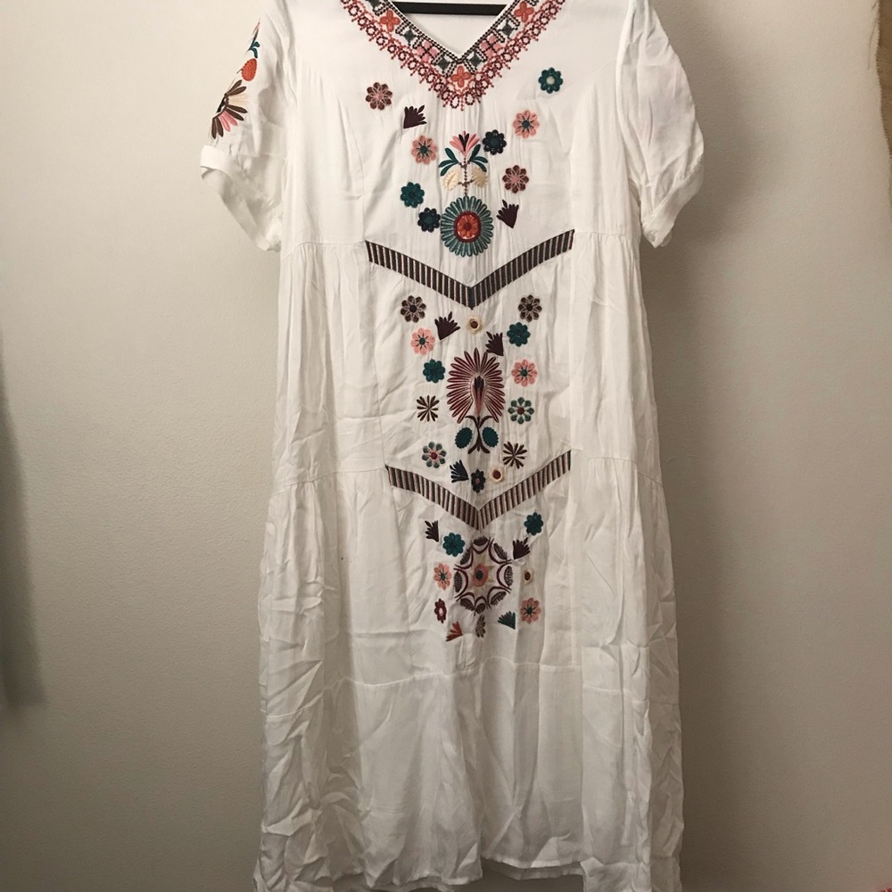 Orange creek embroidered midi dress